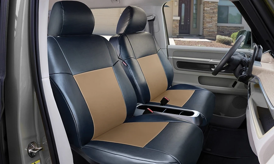 Leatherette Beige 2-Tone Front Seats 1