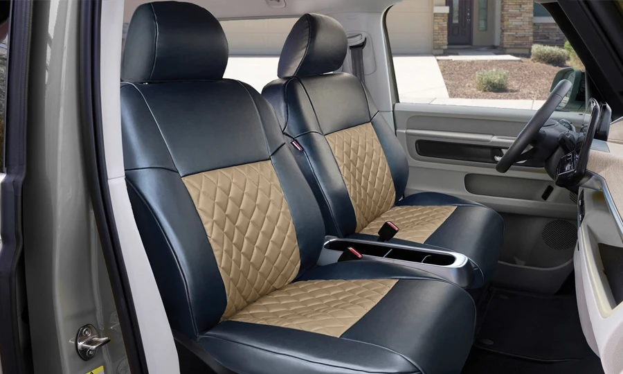 Leatherette Tan Diamond Front Seats 